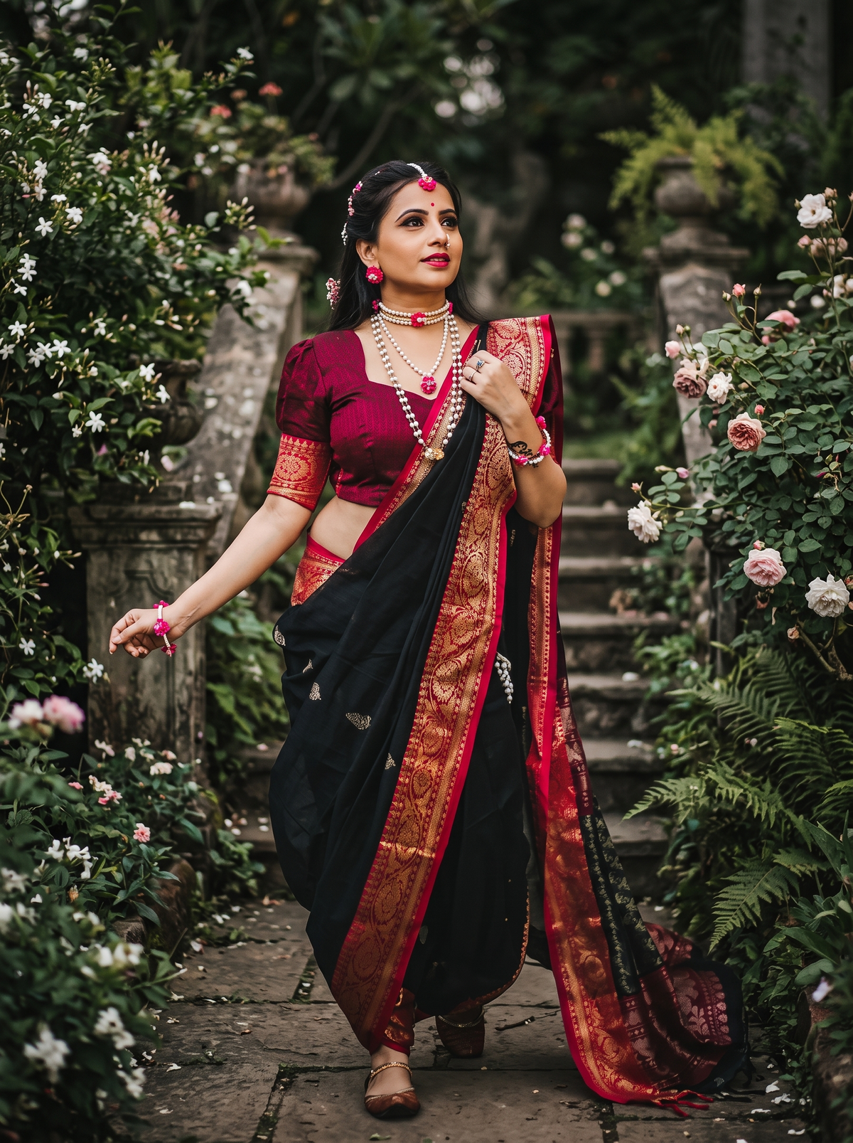 Dark Green Paithani Silk Saree | Wedding & Festive Wear