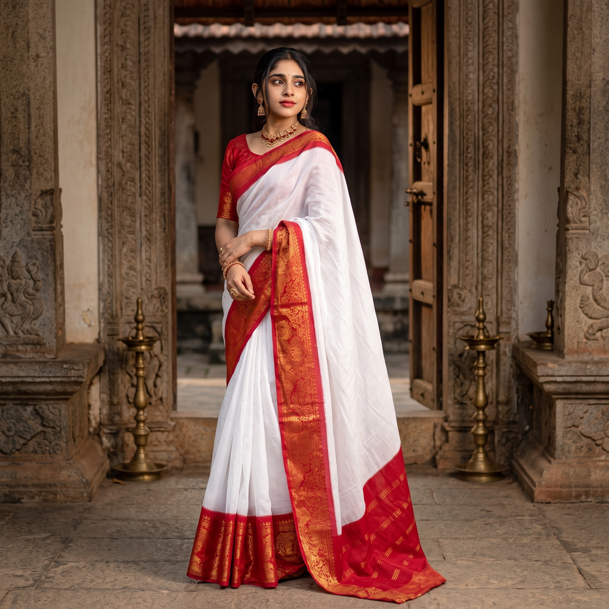 White Banarasi Silk Saree | Ethnic Wear for Women