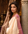Cream Banarasi Silk Saree | Traditional Zari Weave