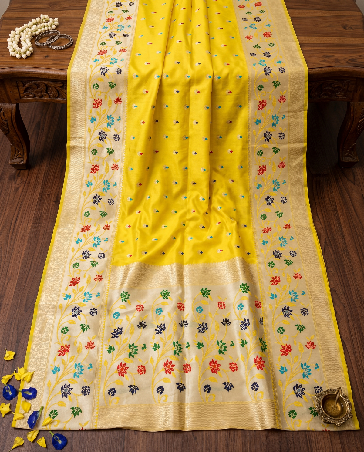 Yellow Paithani Silk Saree | Traditional Wedding Wear