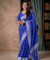Teal Blue Banarasi Silk Saree | Wedding & Reception Wear