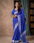 Teal Blue Banarasi Silk Saree | Wedding & Reception Wear