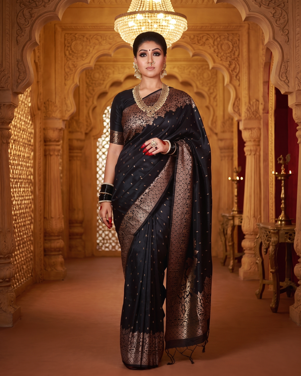 Black Banarasi Silk Saree | Festival & Ceremony Wear detail view