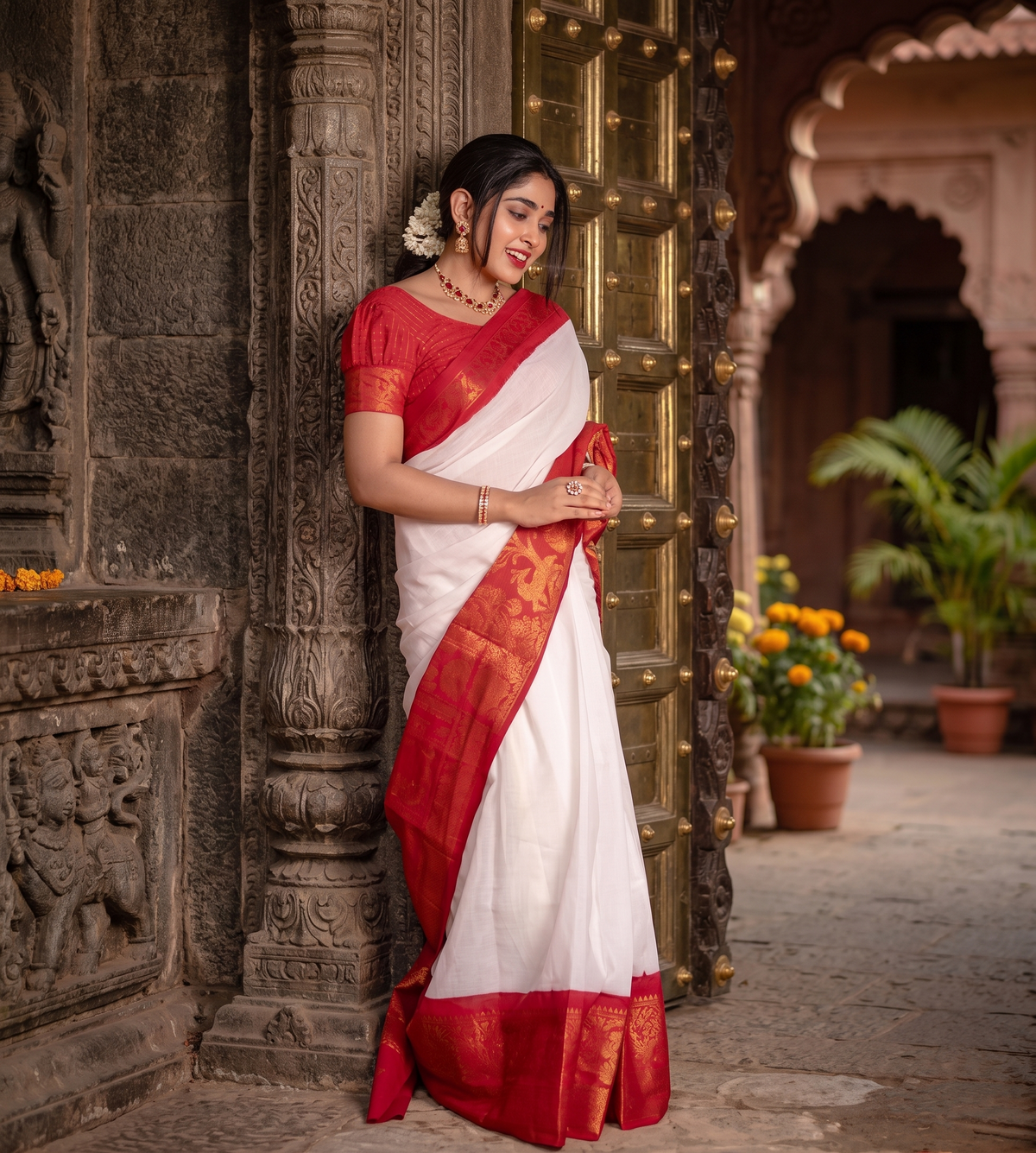 White Banarasi Silk Saree | Ethnic Wear for Women