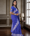Teal Blue Banarasi Silk Saree | Wedding & Reception Wear
