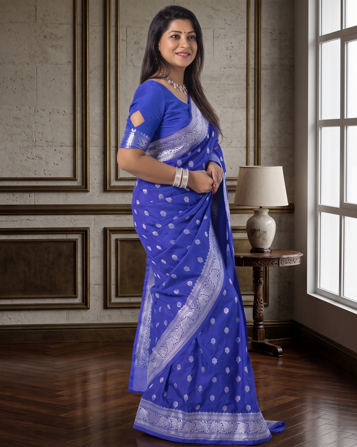 Teal Blue Banarasi Silk Saree | Wedding & Reception Wear