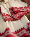 Cream Banarasi Silk Saree | Traditional Puja Wear