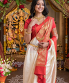 White Banarasi Silk Saree | Ethnic Wear for Women
