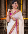 White Banarasi Silk Saree | Puja & Festive Wear