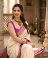 Cream Banarasi Silk Saree | Traditional Zari Weave