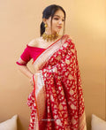 Red Jacquard Silk Saree | Traditional Wedding Wear