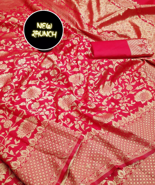 Red Jacquard Silk Saree | Traditional Wedding Wear
