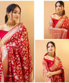 Red Jacquard Silk Saree | Traditional Wedding Wear