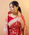 Red Jacquard Silk Saree | Traditional Wedding Wear