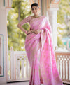 Baby Pink Banarasi Silk Saree | Ethnic Wear for Women