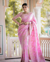Baby Pink Banarasi Silk Saree | Ethnic Wear for Women
