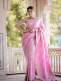 Baby Pink Banarasi Silk Saree | Ethnic Wear for Women