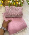 Baby Pink Satin Bollywood Saree with Moti Work Designer Blouse | RD DIVISHA