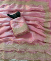 Baby Pink Satin Saree with Gold Embroidery & Pearl Work Border | RD KAVITA