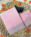 Baby Pink Satin Saree with Zari Weaving & Siroski Border | RD TANISHKA