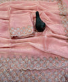 Baby Pink Satin Saree with Zari Weaving & Siroski Border | RD TANISHKA