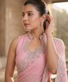 Baby Pink Satin Saree with Zari Weaving & Siroski Border | RD TANISHKA