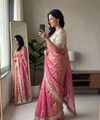 Baby Pink Space Satin Sequence Work Saree for Party & Wedding | RD APEXA