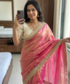 Baby Pink Space Satin Sequence Work Saree for Party & Wedding | RD APEXA