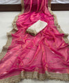Baby Pink Space Satin Sequence Work Saree for Party & Wedding | RD APEXA