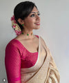 Beige Jacquard Silk Saree | Bridal & Festive Wear