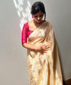 Beige Jacquard Silk Saree | Bridal & Festive Wear