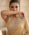 Beige Satin Saree with Zari Weaving & Siroski Border | RD TANISHKA