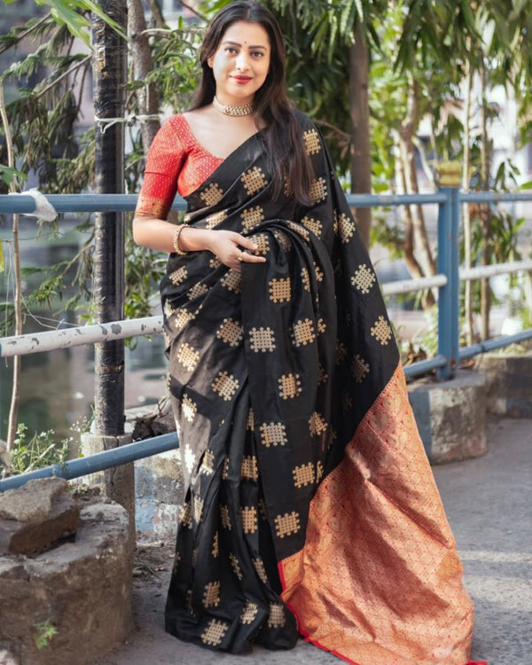 Black Banarasi Silk Saree | Bridal & Festive Wear