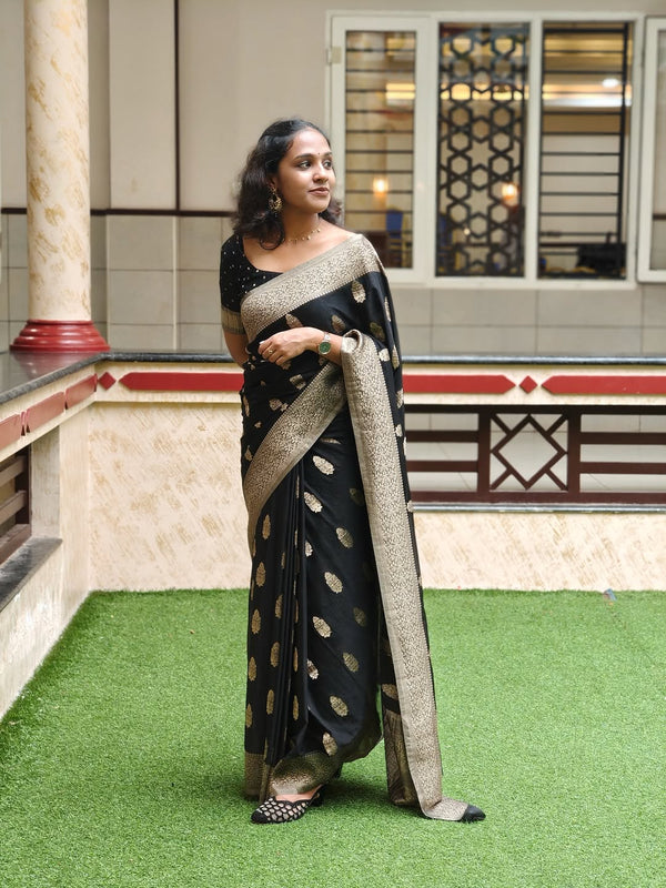 Black Banarasi Silk Saree | Bridal & Festive Wear