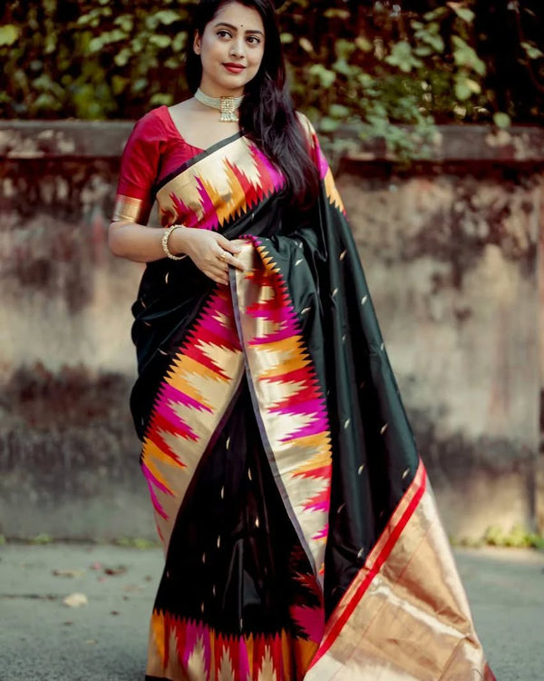 Black Banarasi Silk Saree | Bridal & Festive Wear