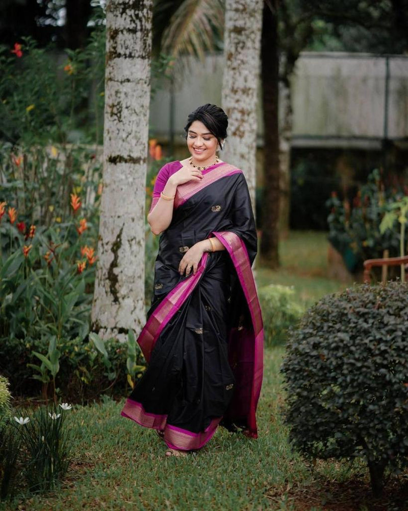 Black Banarasi Silk Saree | Bridal & Festive Wear