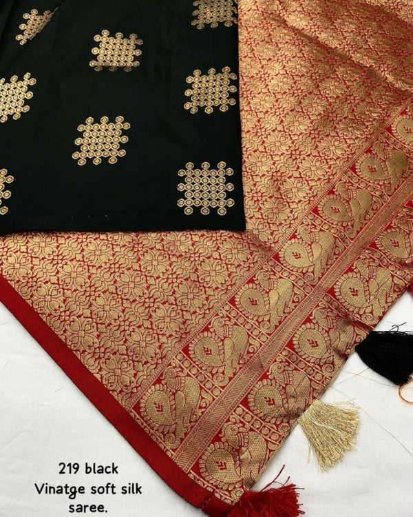 Black Banarasi Silk Saree | Bridal & Festive Wear