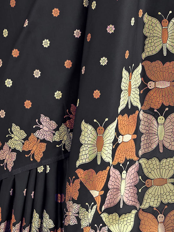 Black Banarasi Silk Saree | Bridal & Festive Wear