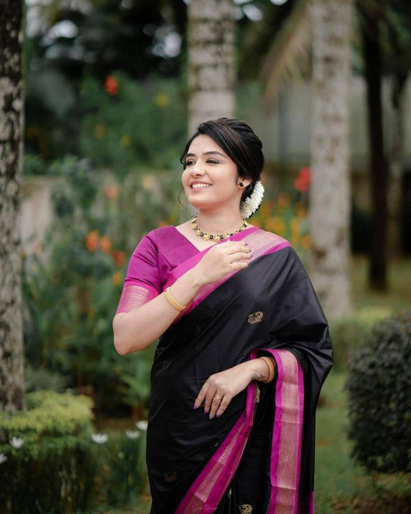 Black Banarasi Silk Saree | Bridal & Festive Wear