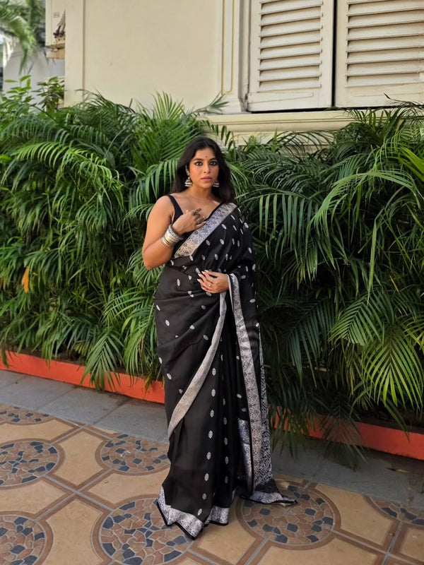 Black Banarasi Silk Saree | Ethnic Wear for Women