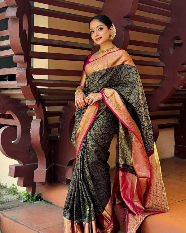 Black Banarasi Silk Saree | Ethnic Wear for Women