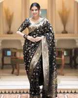 Black Banarasi Silk Saree | Ethnic Wear for Women