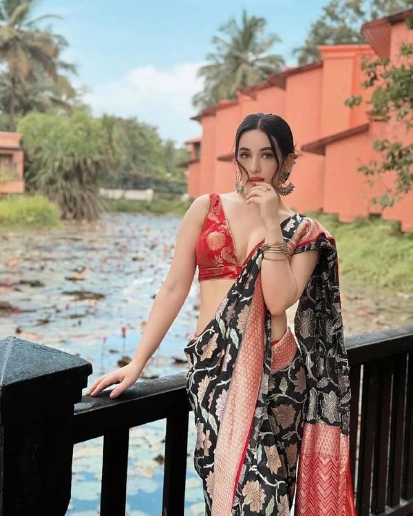 Black Banarasi Silk Saree | Ethnic Wear for Women