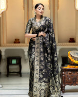 Black Banarasi Silk Saree | Ethnic Wear for Women