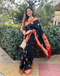 Black Banarasi Silk Saree | Ethnic Wear for Women