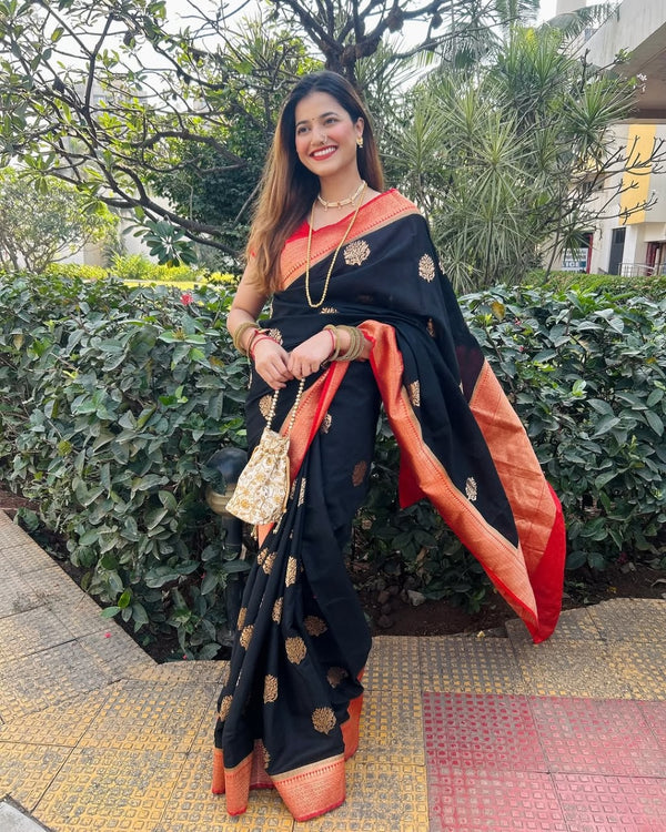 Black Banarasi Silk Saree | Ethnic Wear for Women