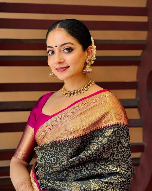 Black Banarasi Silk Saree | Ethnic Wear for Women