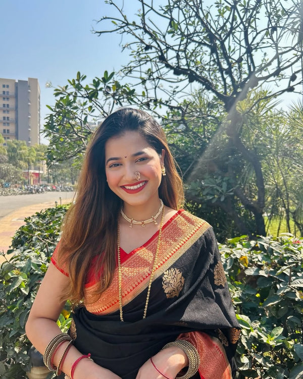Black Banarasi Silk Saree | Ethnic Wear for Women