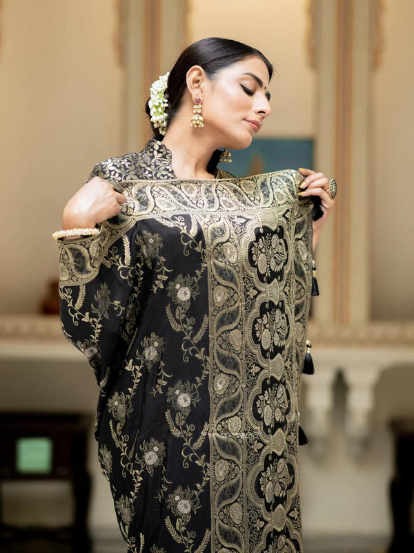 Black Banarasi Silk Saree | Ethnic Wear for Women