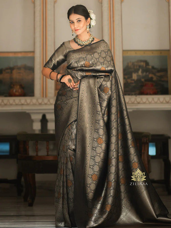 Black Banarasi Silk Saree | Festival & Ceremony Wear